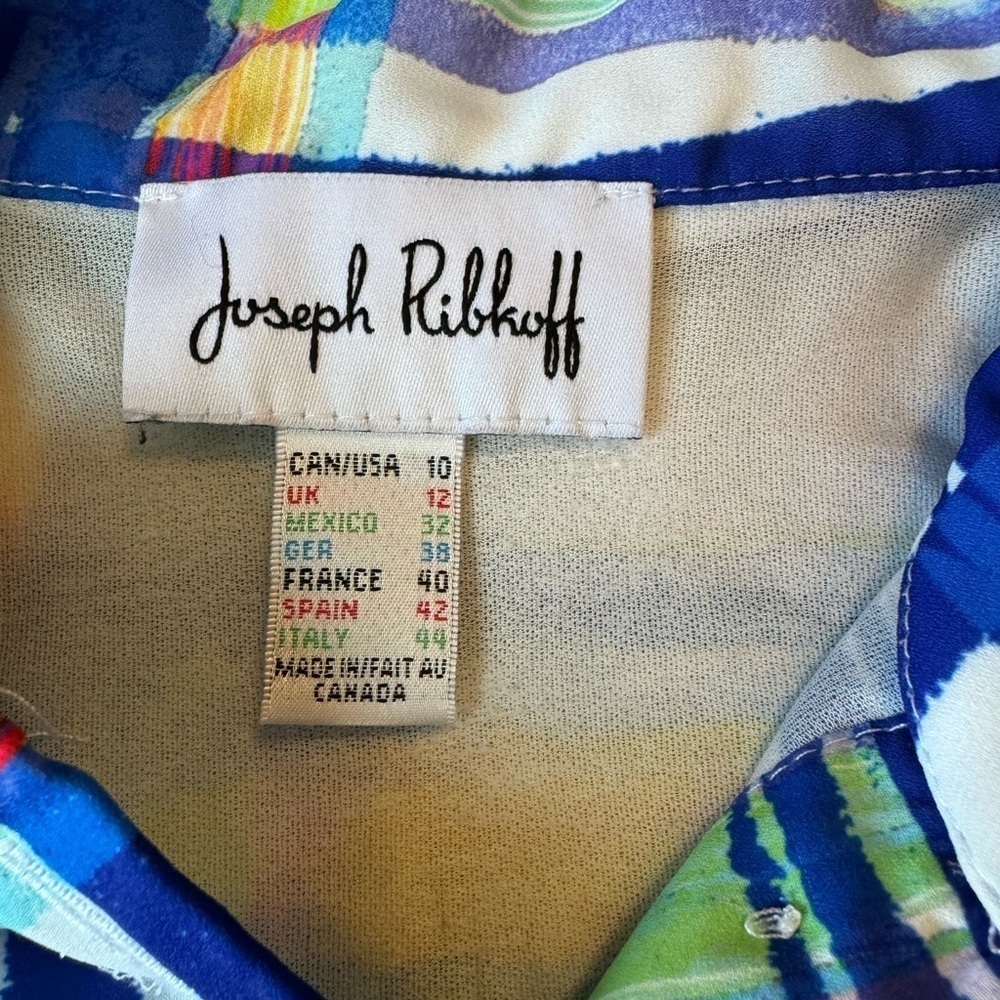 Joseph Ribkoff asymmetrical abstract Ruffle blouse - Picture 4 of 9